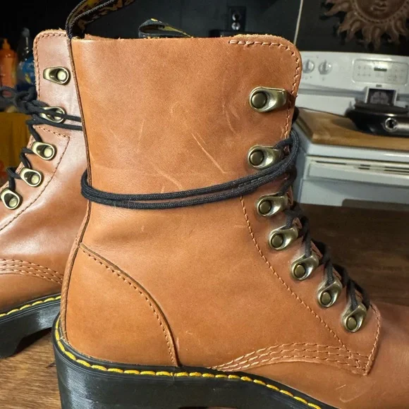 Dr. Martens Cognac Leather Combat Boots - Picture 4 of 10